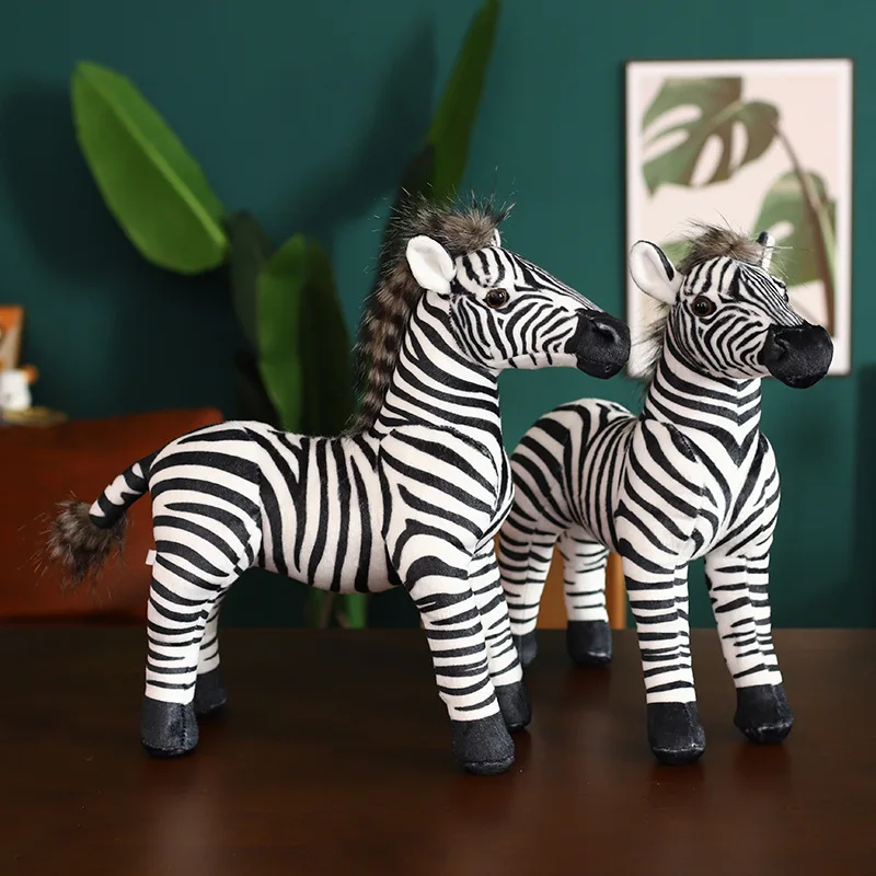 Real Life Standing Zebra Stuffed Animal Plush Toy Simulation Zebra Doll Photography Props Christmas Birthday Gifts for