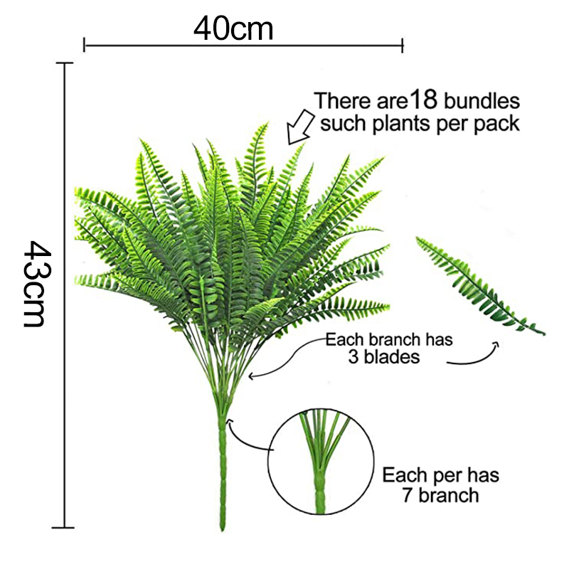 Realistic Artificial Boston Fern (4 pcs)