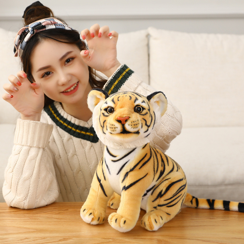 Realistic Baby Tiger Plush Toy Stuffed Soft Wild Animal Forest Tiger Pillow Dolls For Kids Birthday Gift
