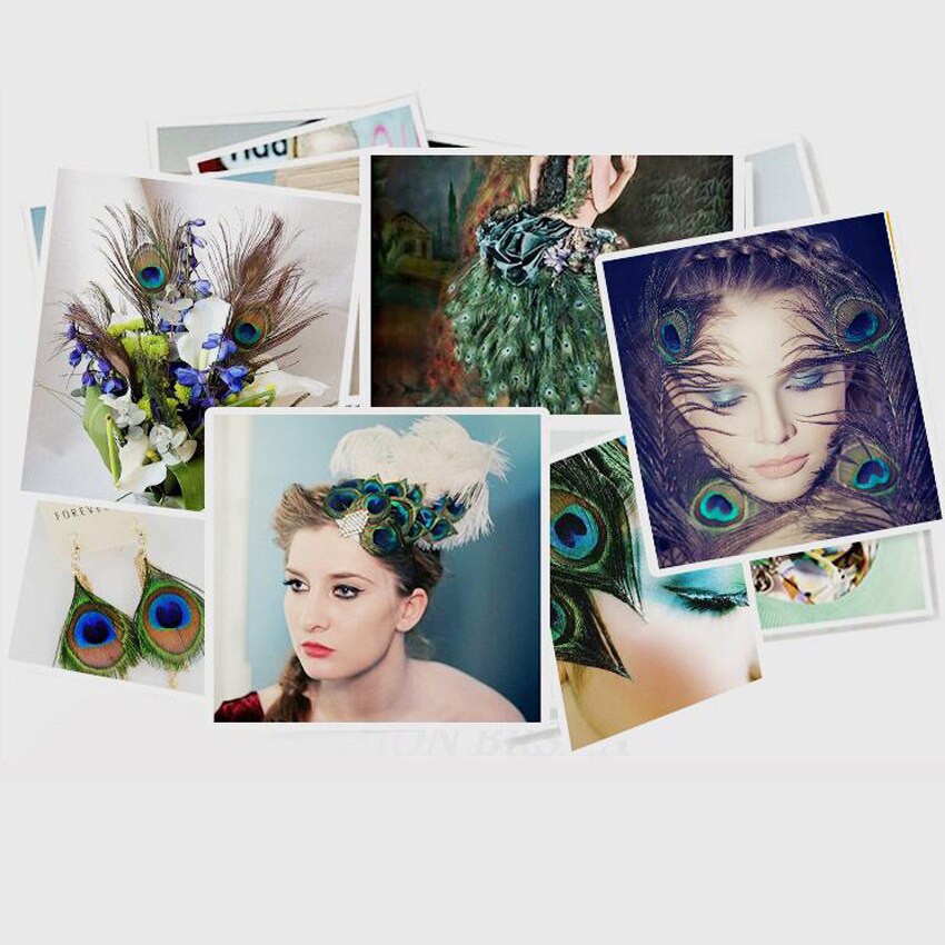 Realistic Peacock Feathers for Crafts (10pcs) Realistic Peacock Feathers for Crafts (10pcs)