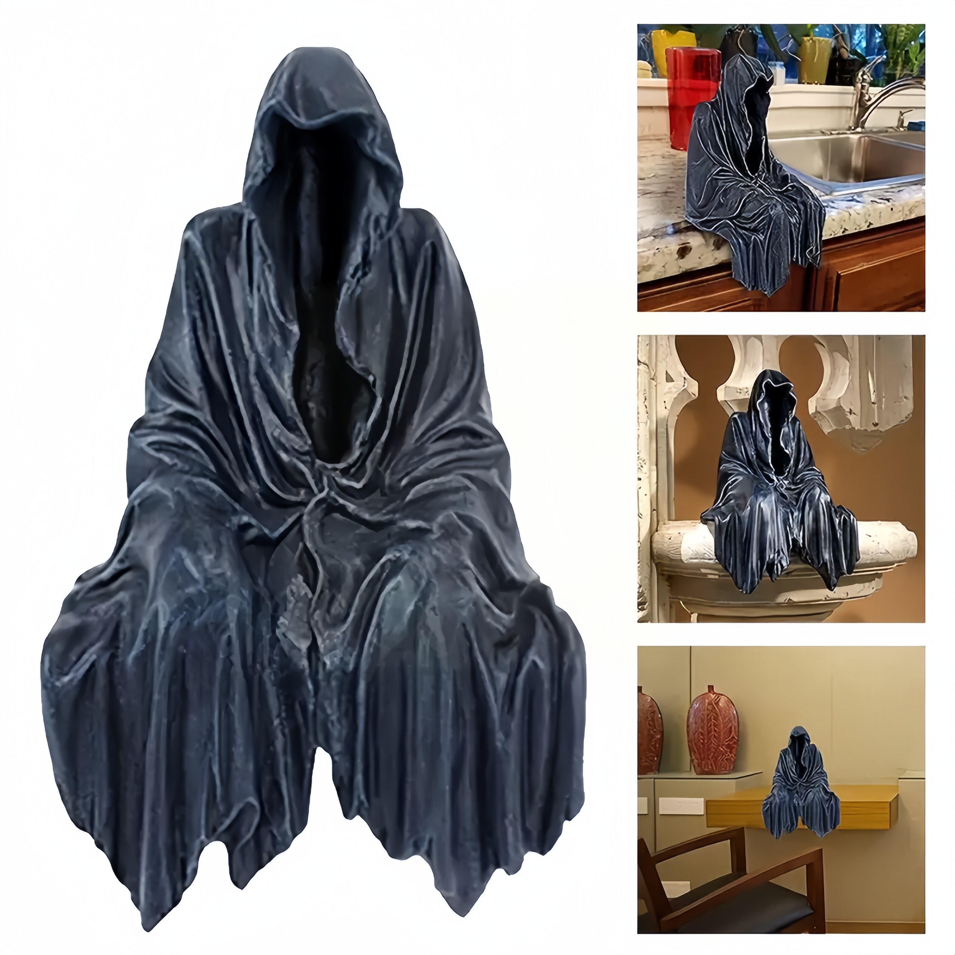 Reaping Solace The Creeper Reaper Sitting Statue Gothic Desktop Decor Resin Black Sculptures For Home Room Decor