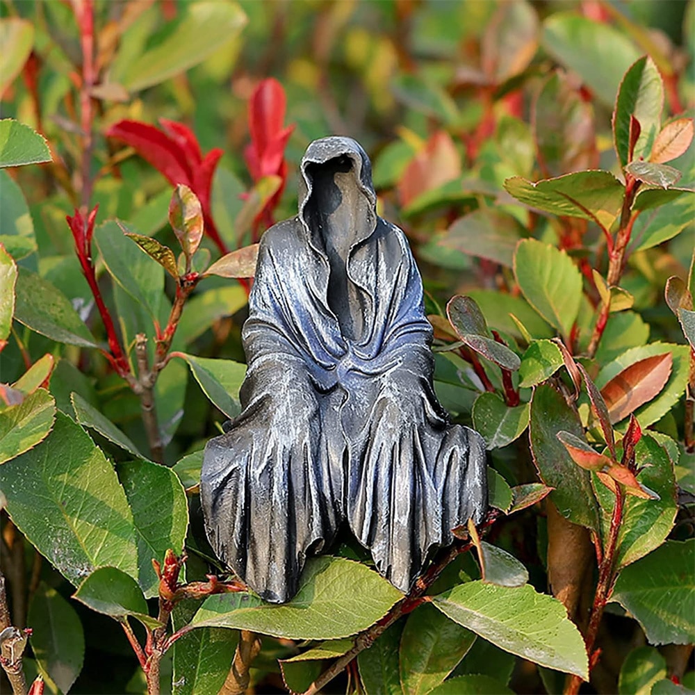 Reaping Solace The Creeper Reaper Sitting Statue Gothic Desktop Decor Resin Black Sculptures For Home Room Decor