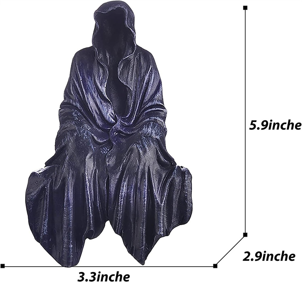 Reaping Solace The Creeper Reaper Sitting Statue Gothic Desktop Decor Resin Black Sculptures For Home Room Decor