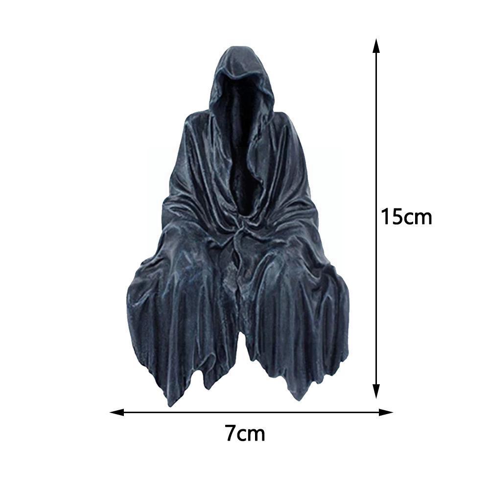 Reaping Solace The Reaper Sitting Statue Gothic Desktop Resin Black Sculptures For Home Decor Ornament