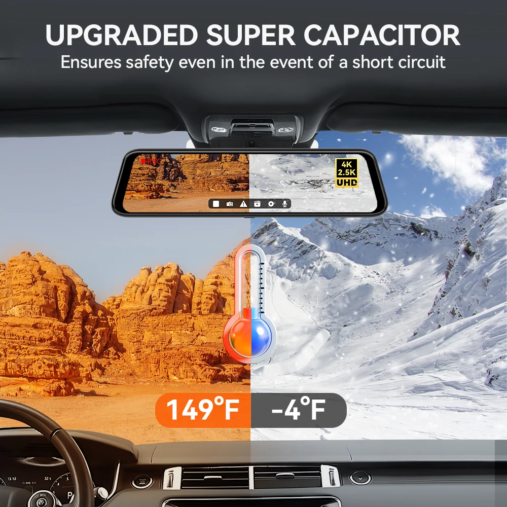 Rearview Mirror Dash Cam 4K 12″ IPS Screen WDR 170 FOV 2.5k Rear Cam GPS Mirror Car Recorder Stream Media Car DVR Rearview Mirror Dash Cam 4K 12″ IPS Screen WDR 170 FOV 2.5k Rear Cam GPS Mirror Car Recorder Stream Media Car DVR