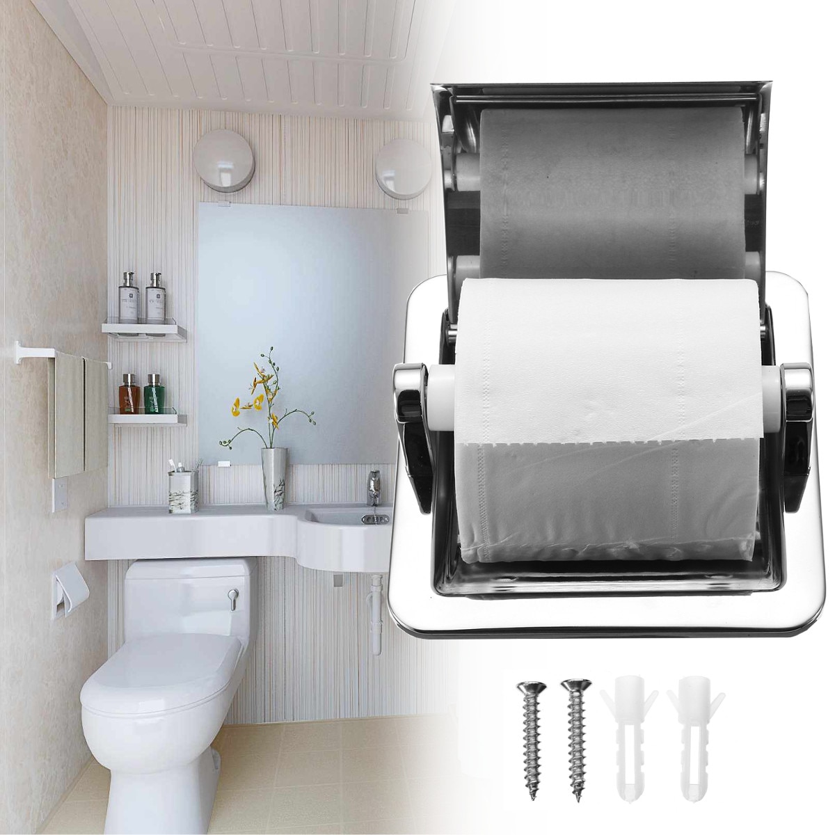 Recessed Toilet Paper Holder Stainless Steel
