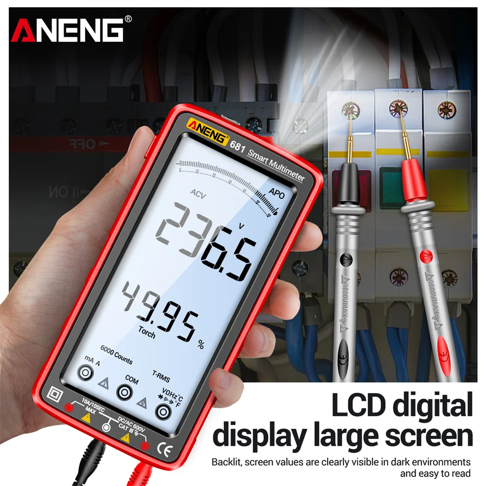 Rechargable Digital Professional Multimeter Non-contact Voltage Tester AC/DC Voltage Meter LCD Screen Current Tester