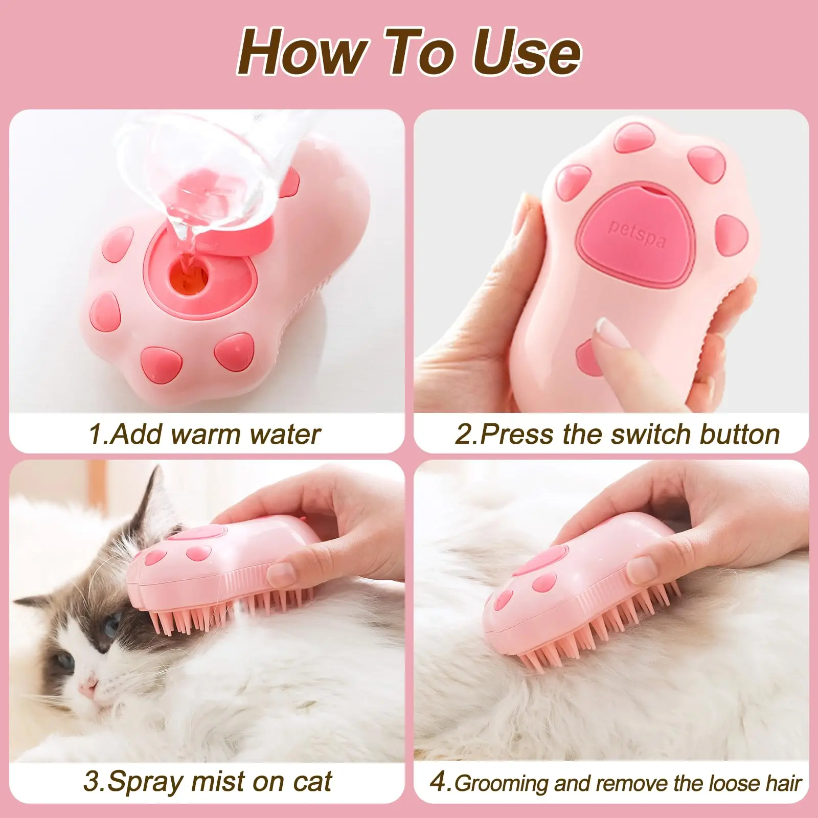 Rechargeable 3 in 1 Pet Brush Cat Steam Brush Comb Dog Brush Electric Spray Cat Hair Brushes Massage Pet Grooming Hair Rechargeable 3 in 1 Pet Brush Cat Steam Brush Comb Dog Brush Electric Spray Cat Hair Brushes Massage Pet Grooming Hair