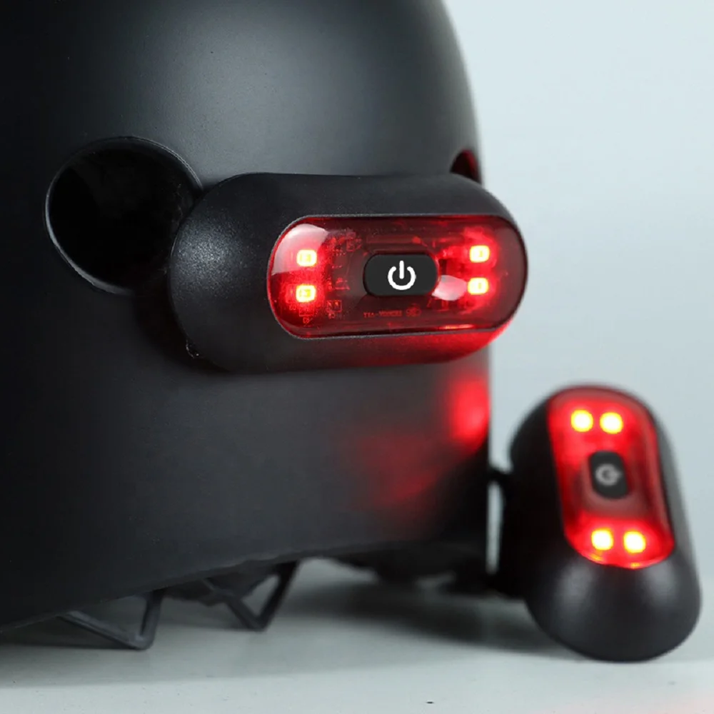 Rechargeable 4 Lamp Helmet Taillight Motorcycle Bicycle Helmet Taillamp Safety Signal Warning Lamp Waterproof Rear LED