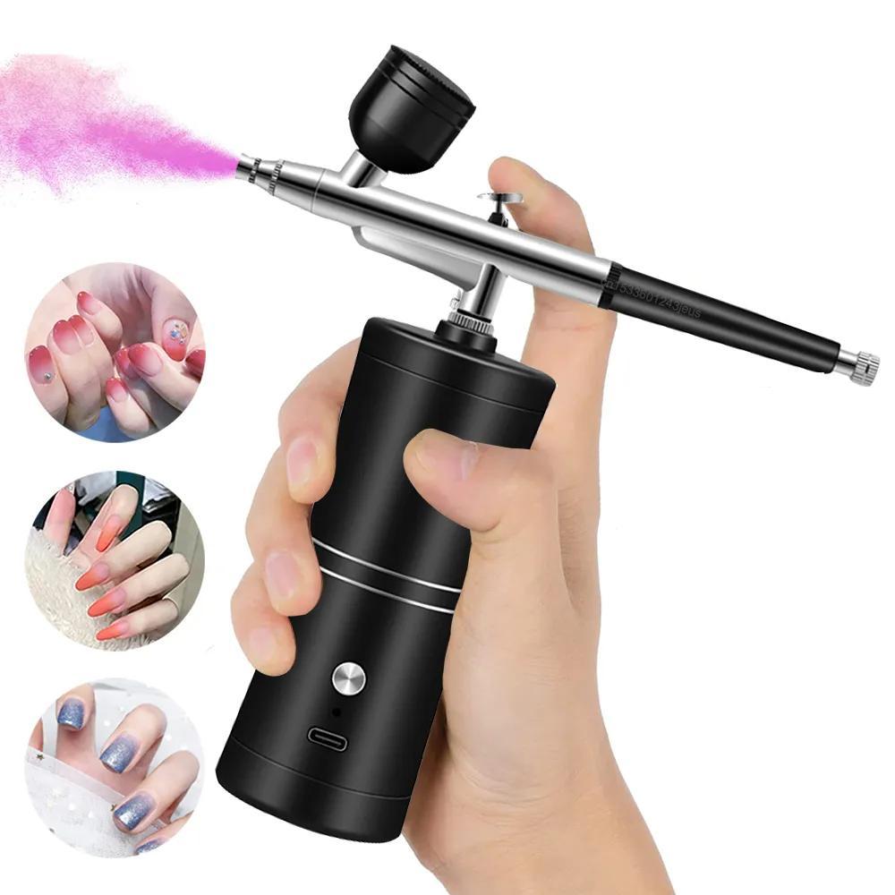 Rechargeable Airbrush Nail With Compressor Portable Airbrush Nails Airbrush For Nail Cake Painting Crafts Air Brush