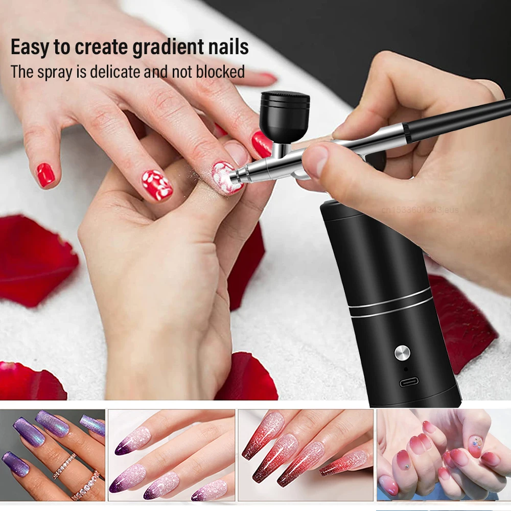 Rechargeable Airbrush Nail With Compressor Portable Airbrush Nails Airbrush For Nail Cake Painting Crafts Air Brush
