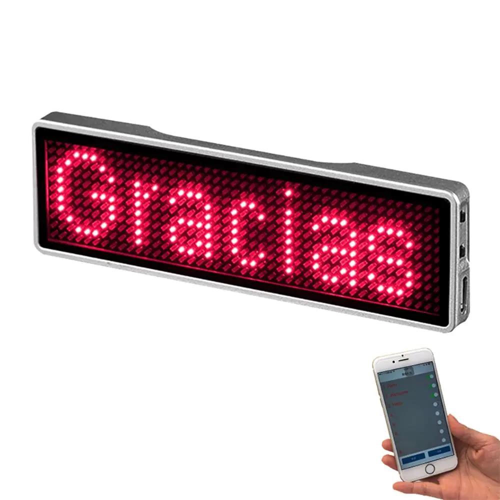 Rechargeable Bluetooth Digital LED Badge Insignia DIY Programmable Scrolling Message Board Mini LED Display LED Name Tag