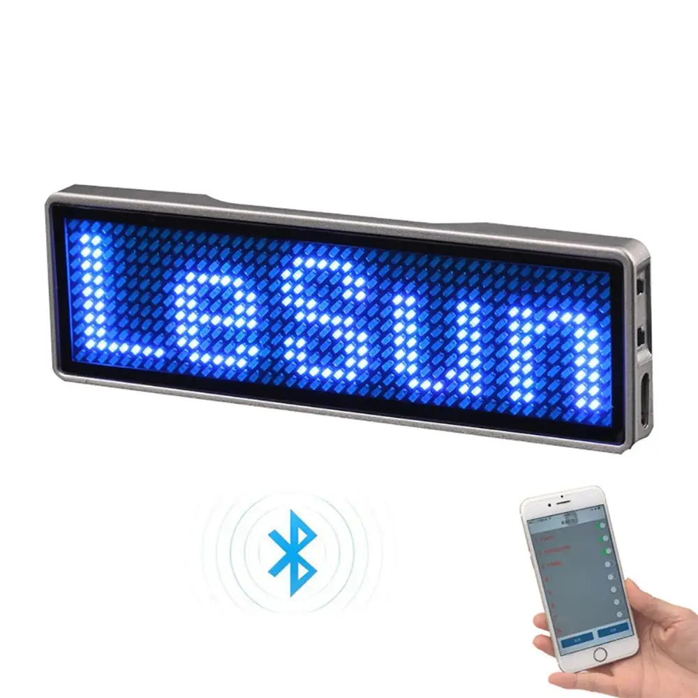 Rechargeable Bluetooth Digital LED Badge Insignia DIY Programmable Scrolling Message Board Mini LED Display LED Name Tag Rechargeable Bluetooth Digital LED Badge Insignia DIY Programmable Scrolling Message Board Mini LED Display LED Name Tag