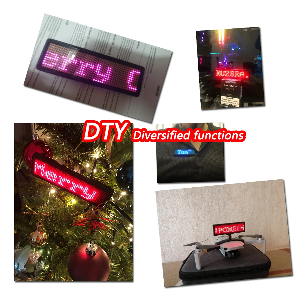 Rechargeable Bluetooth Digital LED Badge Insignia DIY Programmable Scrolling Message Board Mini LED Display LED Name Tag Rechargeable Bluetooth Digital LED Badge Insignia DIY Programmable Scrolling Message Board Mini LED Display LED Name Tag
