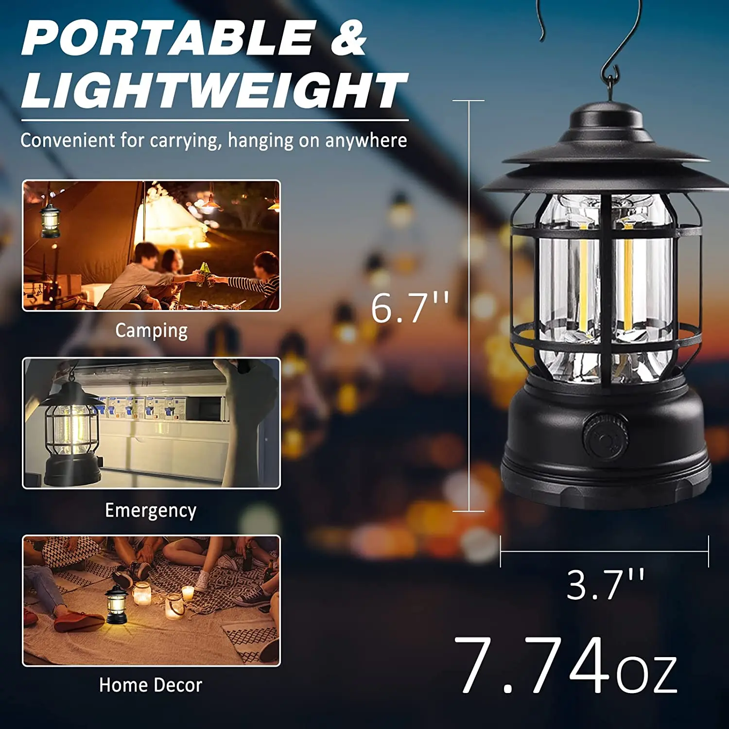 Rechargeable Camping Lantern Stepless Dimming COB Portable Waterproof for Hiking Fishing Emergency Home Power Outages Rechargeable Camping Lantern Stepless Dimming COB Portable Waterproof for Hiking Fishing Emergency Home Power Outages