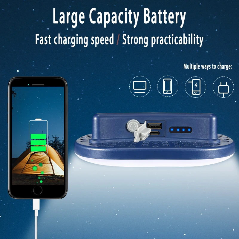 Rechargeable Camping Strong Light Magnet Zoom Torch Tent lantern working maintenance lighting 80W Outdoors LED USB