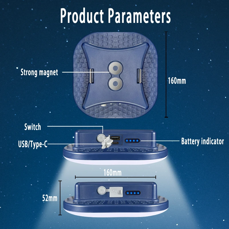 Rechargeable Camping Strong Light Magnet Zoom Torch Tent lantern working maintenance lighting 80W Outdoors LED USB
