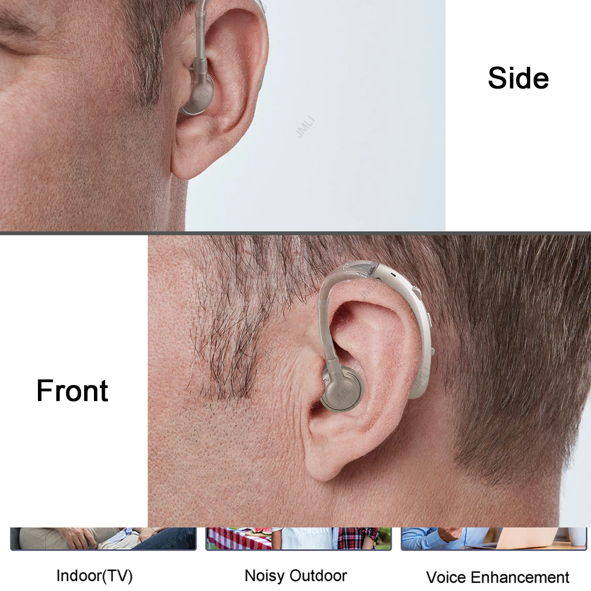 Rechargeable Digital Hearing Aid Adjustable Tone Best Sound Amplifier Portable Deaf Elderly BTE Hearing Aids