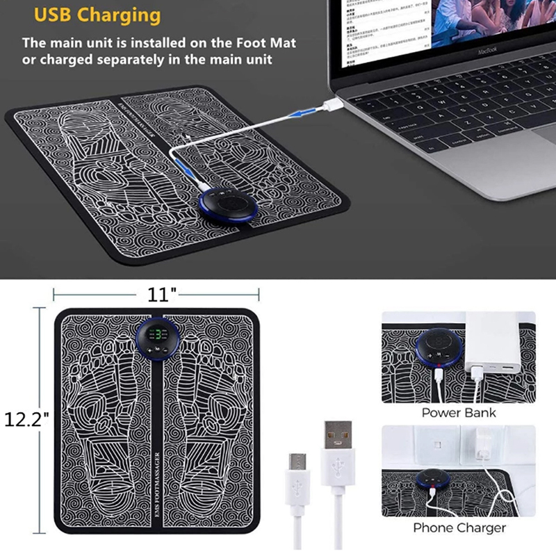 Rechargeable Electric EMS Foot Massager Pad Portable Foldable Massage Mat Muscle Stimulation Improve Blood Circulation Rechargeable Electric EMS Foot Massager Pad Portable Foldable Massage Mat Muscle Stimulation Improve Blood Circulation