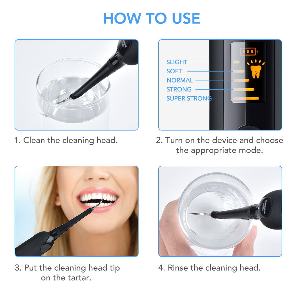 Rechargeable Electric Teeth Whitening Kit Dental Scaler with Mouth Mirror Oral Care For Teeth Tartar Calculus Stains