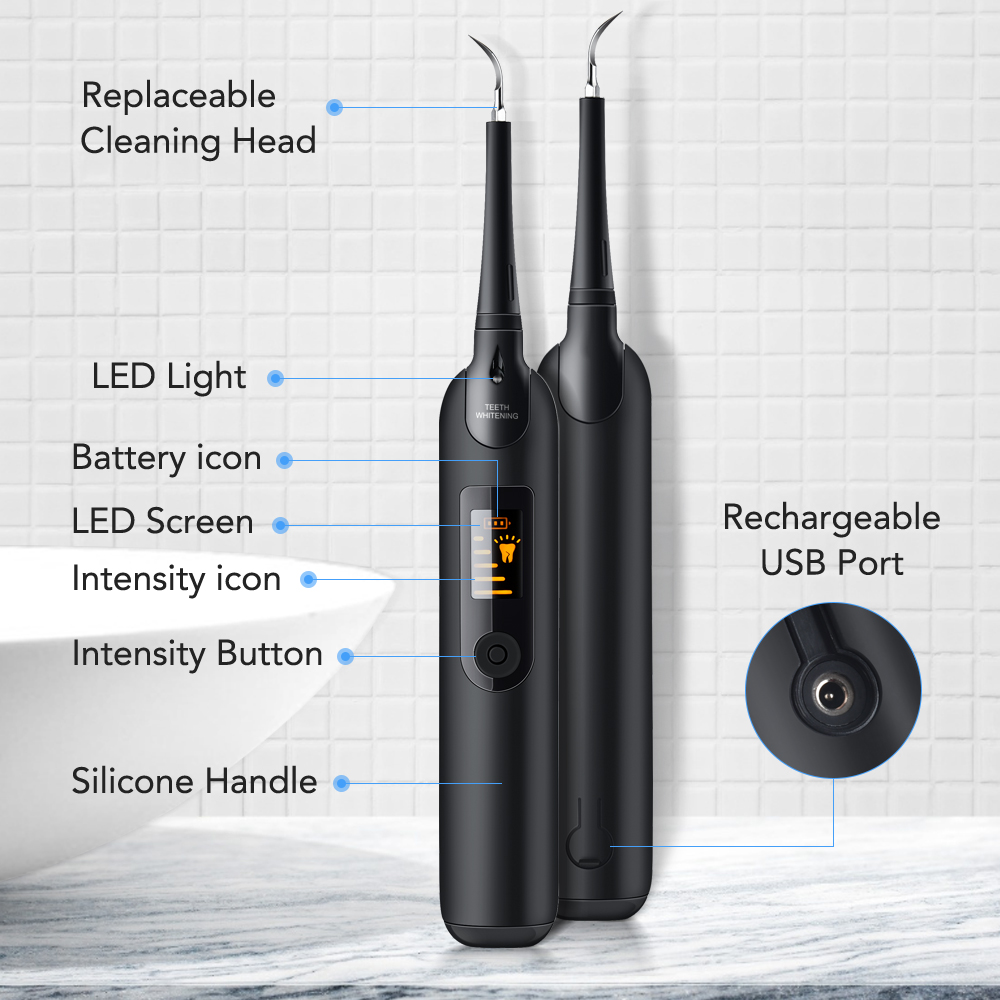 Rechargeable Electric Teeth Whitening Kit Dental Scaler with Mouth Mirror Oral Care For Teeth Tartar Calculus Stains