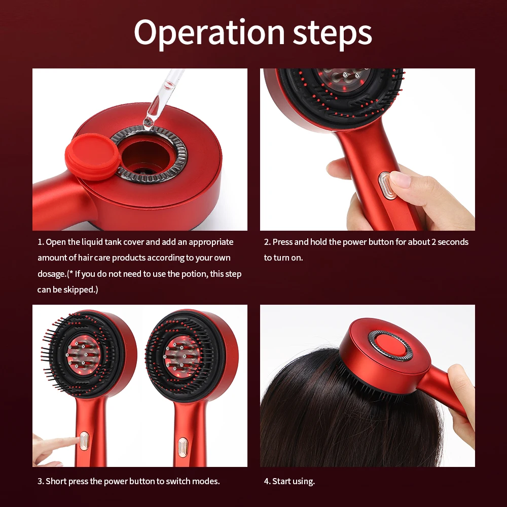 Rechargeable Electric Vibration Massage Comb Red Light Therapy Hair Growth Massage Scalp Brush Anti Hair Loss Liquid Rechargeable Electric Vibration Massage Comb Red Light Therapy Hair Growth Massage Scalp Brush Anti Hair Loss Liquid
