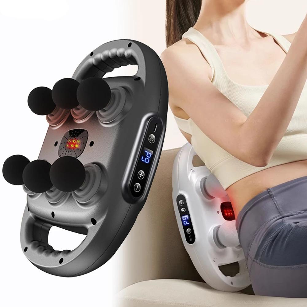 Rechargeable Fascia Gun Muscle Massager Gun High Frequency Back Waist Massage Machine Six-head Body Shoulder