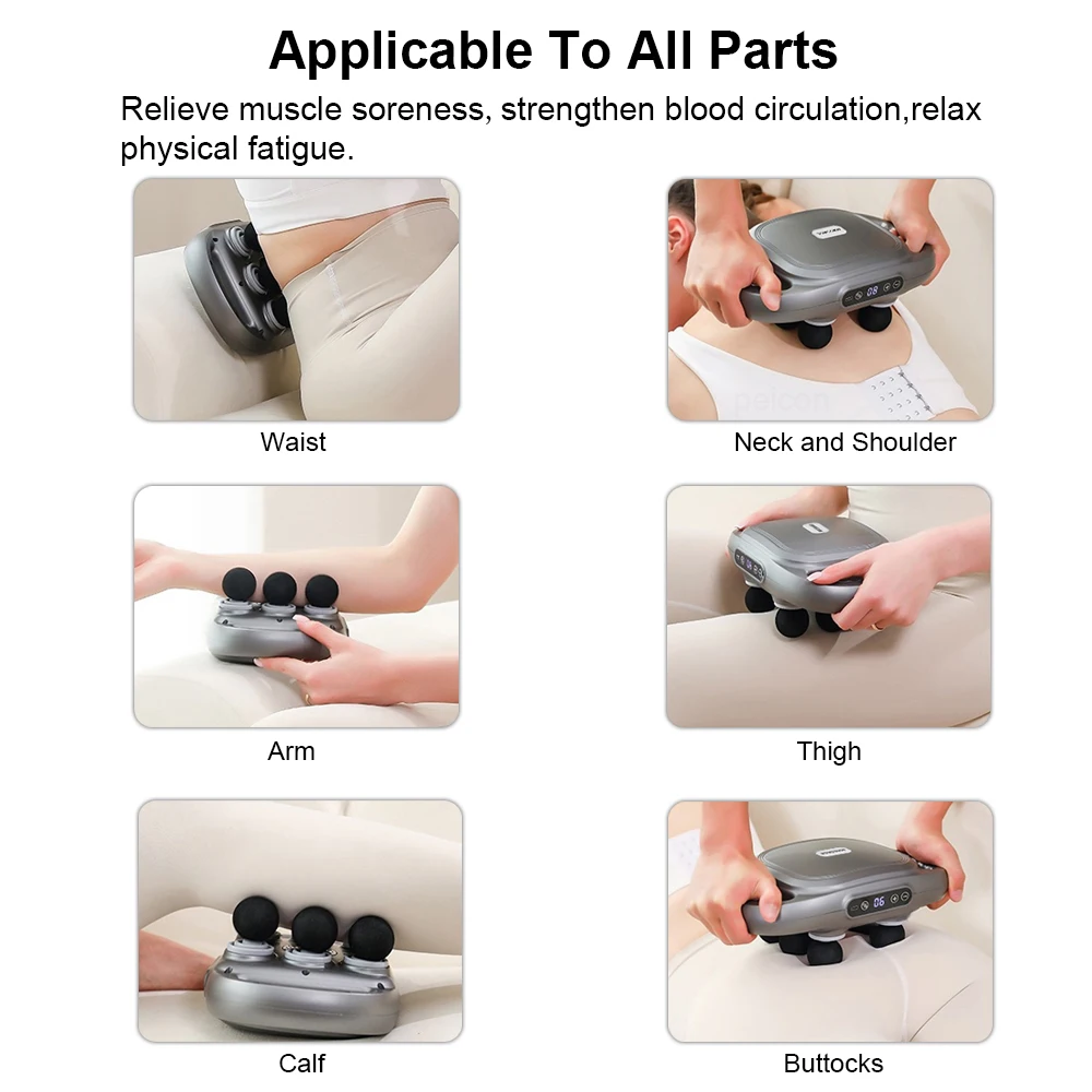 Rechargeable Fascia Gun Muscle Massager Gun High Frequency Back Waist Massage Machine Six-head Body Shoulder