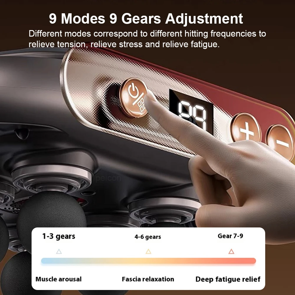 Rechargeable Fascia Gun Muscle Massager Gun High Frequency Back Waist Massage Machine Six-head Body Shoulder
