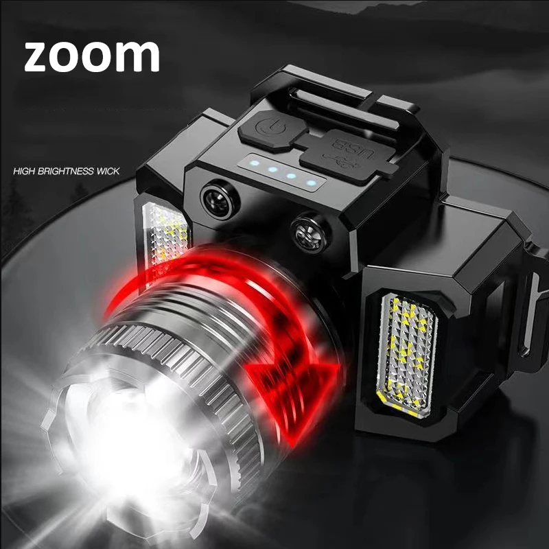 Rechargeable Headlight Led Head Torch Induction Flashlight Camping Light Super Bright Flash Head Light Fishing Hunting Rechargeable Headlight Led Head Torch Induction Flashlight Camping Light Super Bright Flash Head Light Fishing Hunting