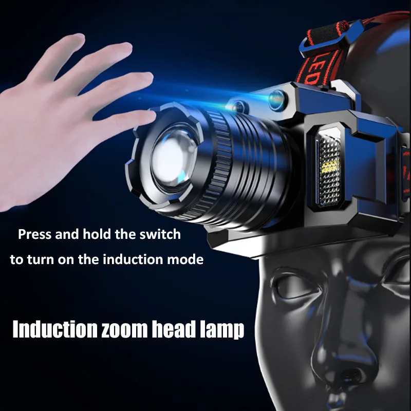 Rechargeable Headlight Led Head Torch Induction Flashlight Camping Light Super Bright Flash Head Light Fishing Hunting Rechargeable Headlight Led Head Torch Induction Flashlight Camping Light Super Bright Flash Head Light Fishing Hunting