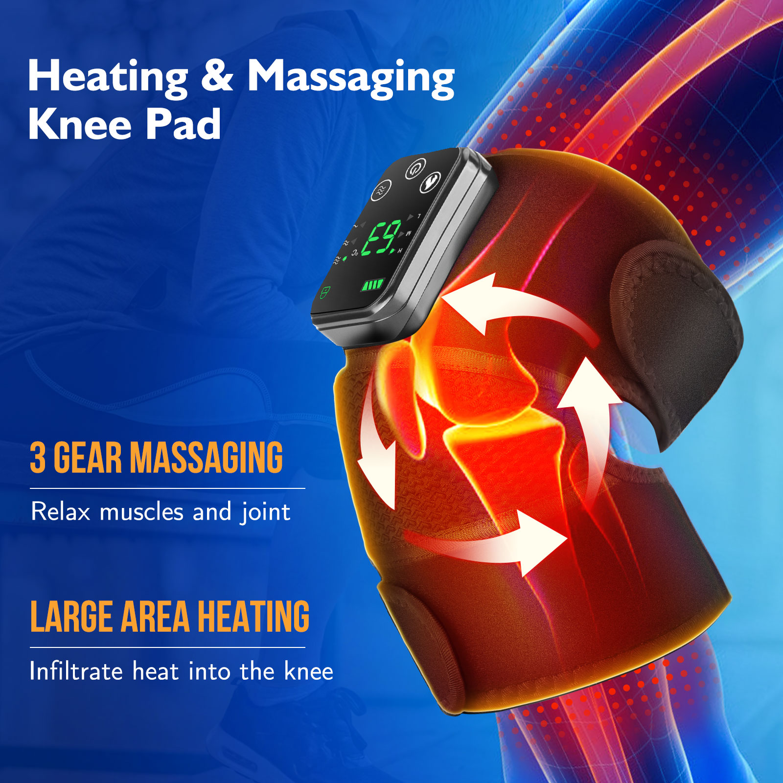 Rechargeable Knee Massager 3 Gear Vibration Massage Shoulder Brace Electric Heating Pads for Arthritis Knee Warmer Rechargeable Knee Massager 3 Gear Vibration Massage Shoulder Brace Electric Heating Pads for Arthritis Knee Warmer