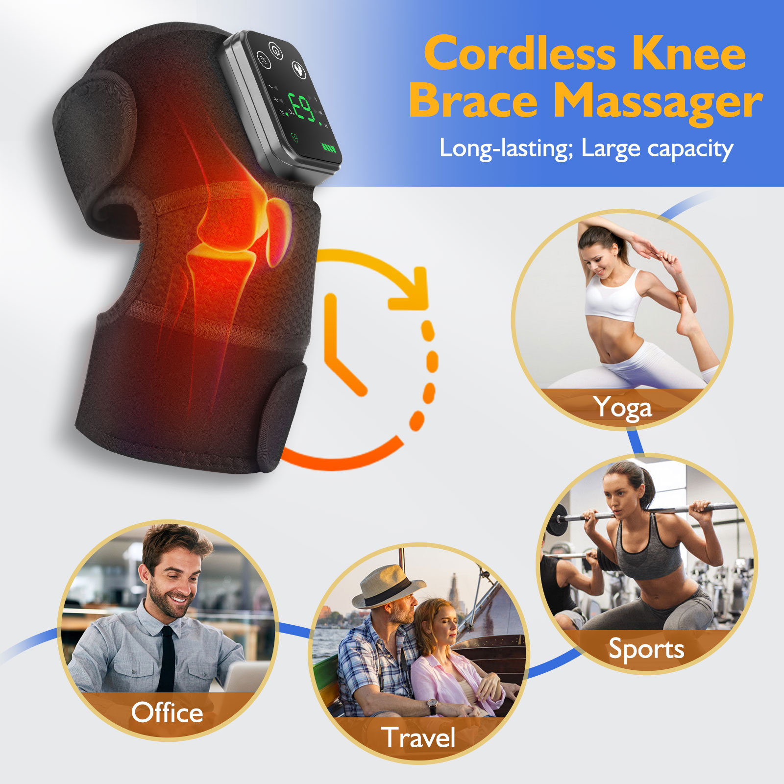 Rechargeable Knee Massager 3 Gear Vibration Massage Shoulder Brace Electric Heating Pads for Arthritis Knee Warmer Rechargeable Knee Massager 3 Gear Vibration Massage Shoulder Brace Electric Heating Pads for Arthritis Knee Warmer