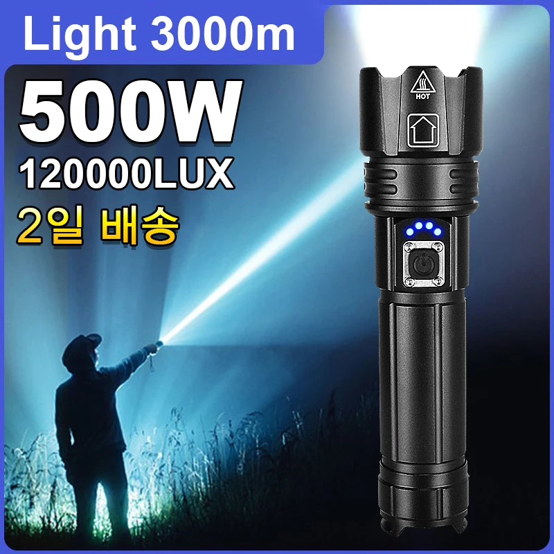 Rechargeable LED Torch Flashlight Lighting 1500M Tactical Lantern Ultra Powerful Flashlight With USB Charging
