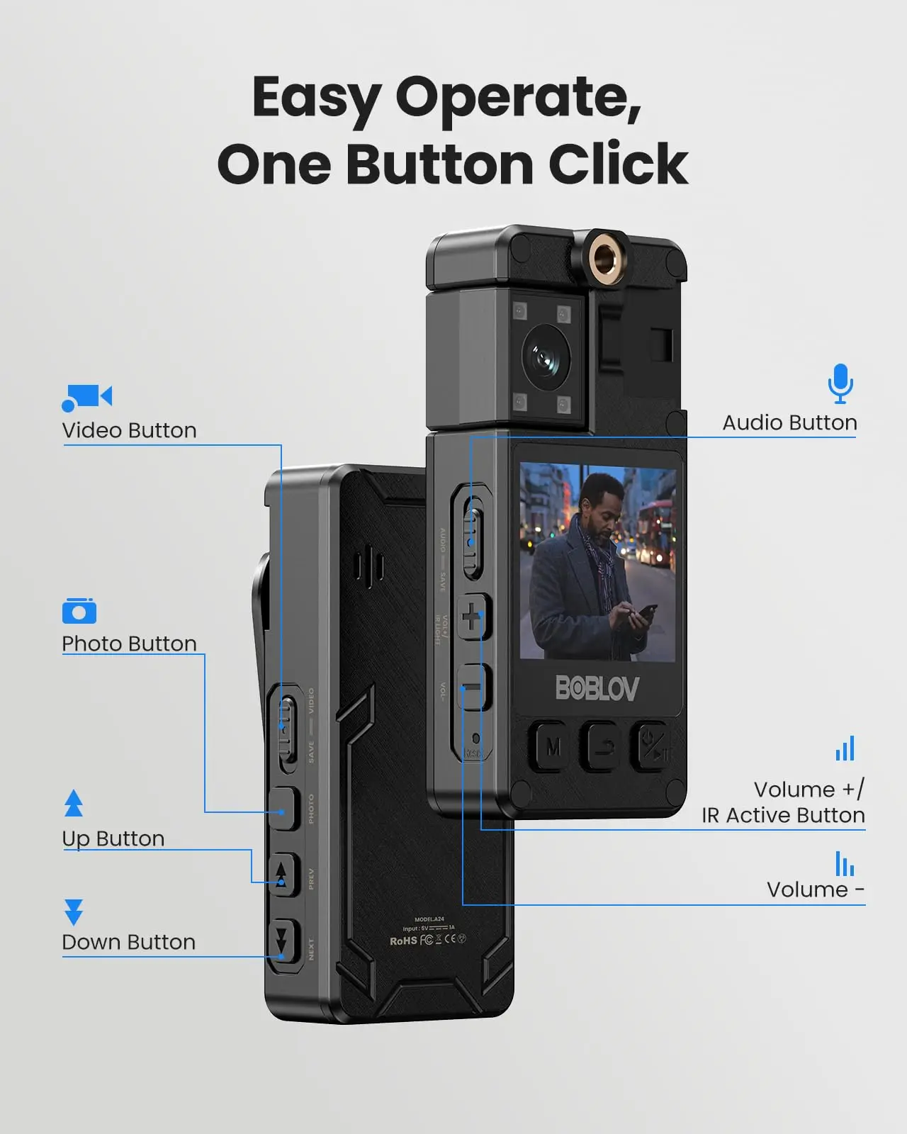 Rechargeable Mini Camera A24 HD 1296P Sports Action DV Digital Cameras Security Protection Small Camcorder Pocket