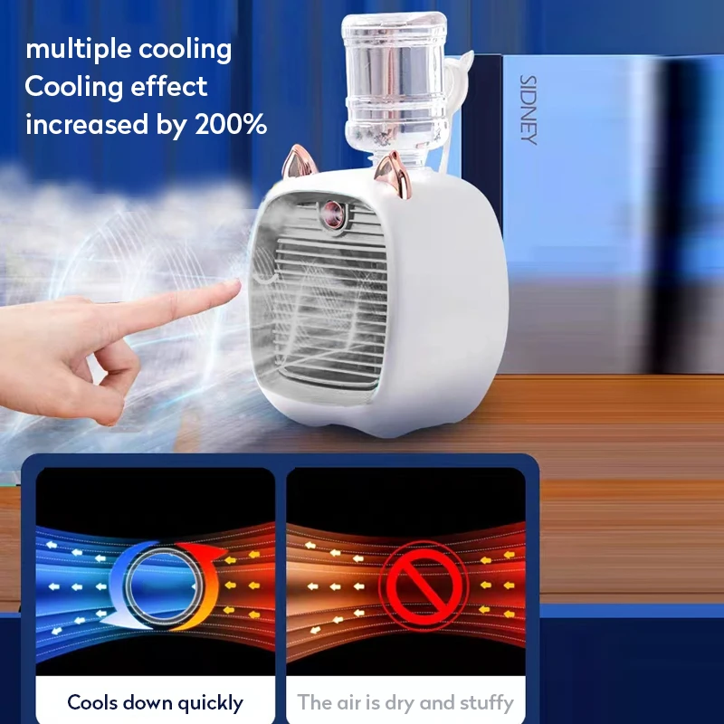 Rechargeable Portable Mini Air Conditioner Fan USB Air Cooler Fan Humidifier 3 Speed 2 Mode Spray Mute Cooler for Rechargeable Portable Mini Air Conditioner Fan USB Air Cooler Fan Humidifier 3 Speed 2 Mode Spray Mute Cooler for
