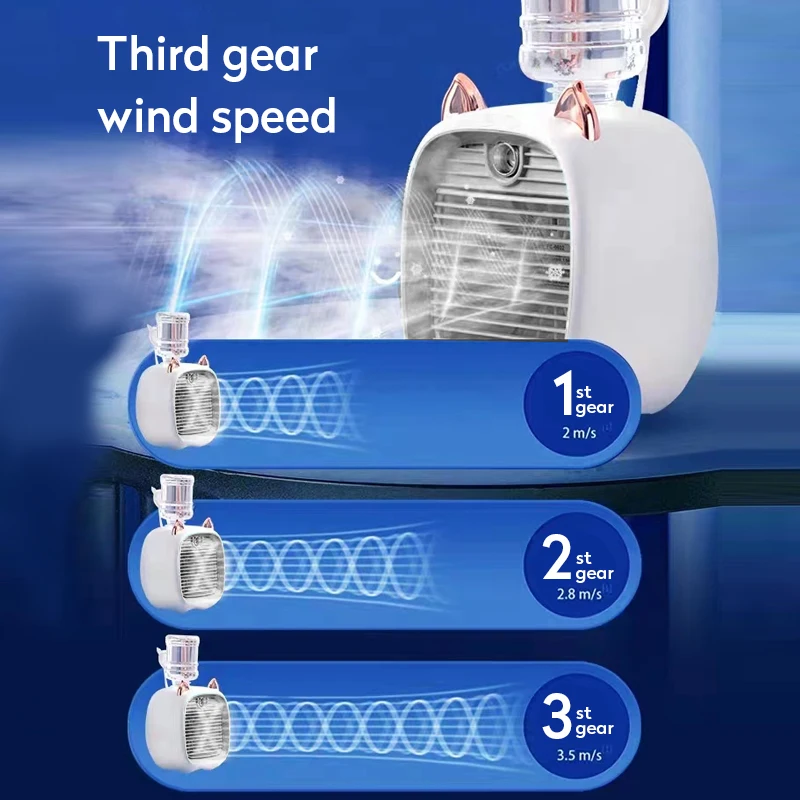 Rechargeable Portable Mini Air Conditioner Fan USB Air Cooler Fan Humidifier 3 Speed 2 Mode Spray Mute Cooler for Rechargeable Portable Mini Air Conditioner Fan USB Air Cooler Fan Humidifier 3 Speed 2 Mode Spray Mute Cooler for