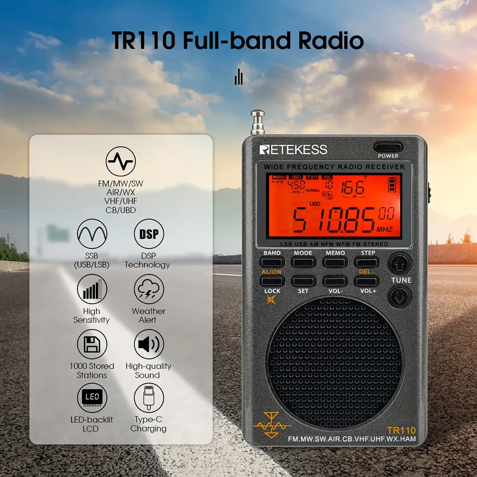 Rechargeable Portable SSB Shortwave Radio Rechargeable with Bluetooth Connectivity for Phone or Tablet FM MW SW LSB AIR Rechargeable Portable SSB Shortwave Radio Rechargeable with Bluetooth Connectivity for Phone or Tablet FM MW SW LSB AIR