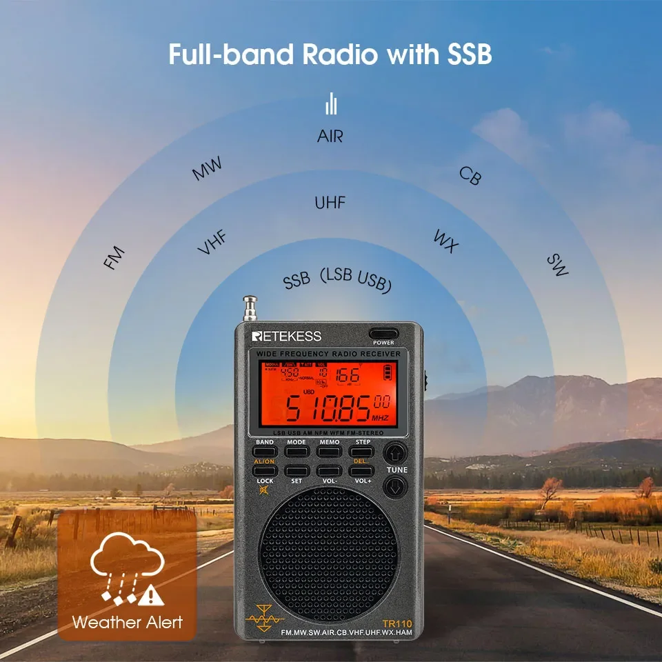 Rechargeable Portable SSB Shortwave Radio Rechargeable with Bluetooth Connectivity for Phone or Tablet FM MW SW LSB AIR Rechargeable Portable SSB Shortwave Radio Rechargeable with Bluetooth Connectivity for Phone or Tablet FM MW SW LSB AIR