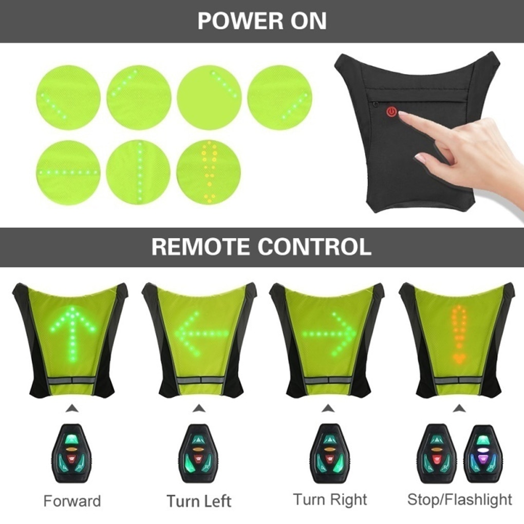 Rechargeable Remote Control Reflective Bike Vest with Signal Rechargeable Remote Control Reflective Bike Vest with Signal