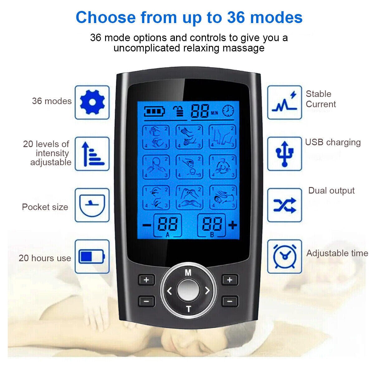 Rechargeable Tens Muscle Stimulator 36 Mode Electric EMS Acupuncture Body Massage Digital Therapy Slimming Machine Rechargeable Tens Muscle Stimulator 36 Mode Electric EMS Acupuncture Body Massage Digital Therapy Slimming Machine