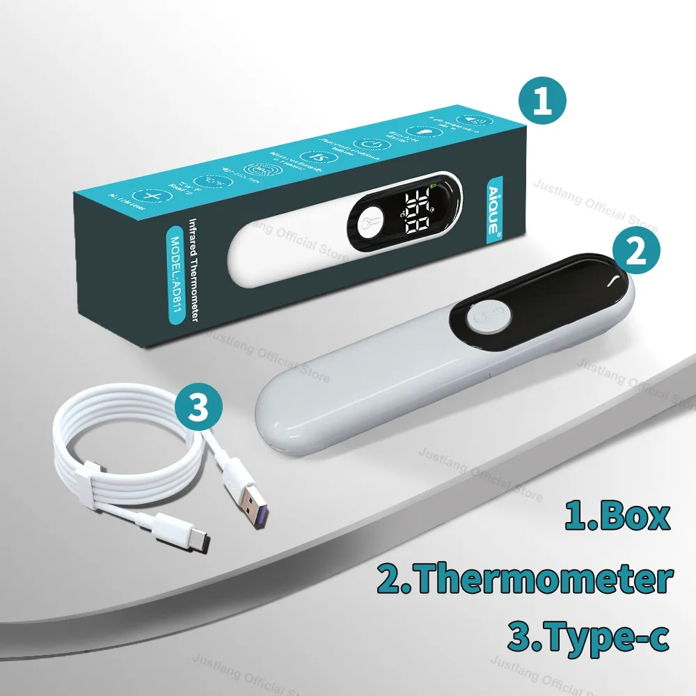 Rechargeable Thermometer LED Forehead Digital Infrared Medical Thermometer Body Temperature Fever for Baby Adult