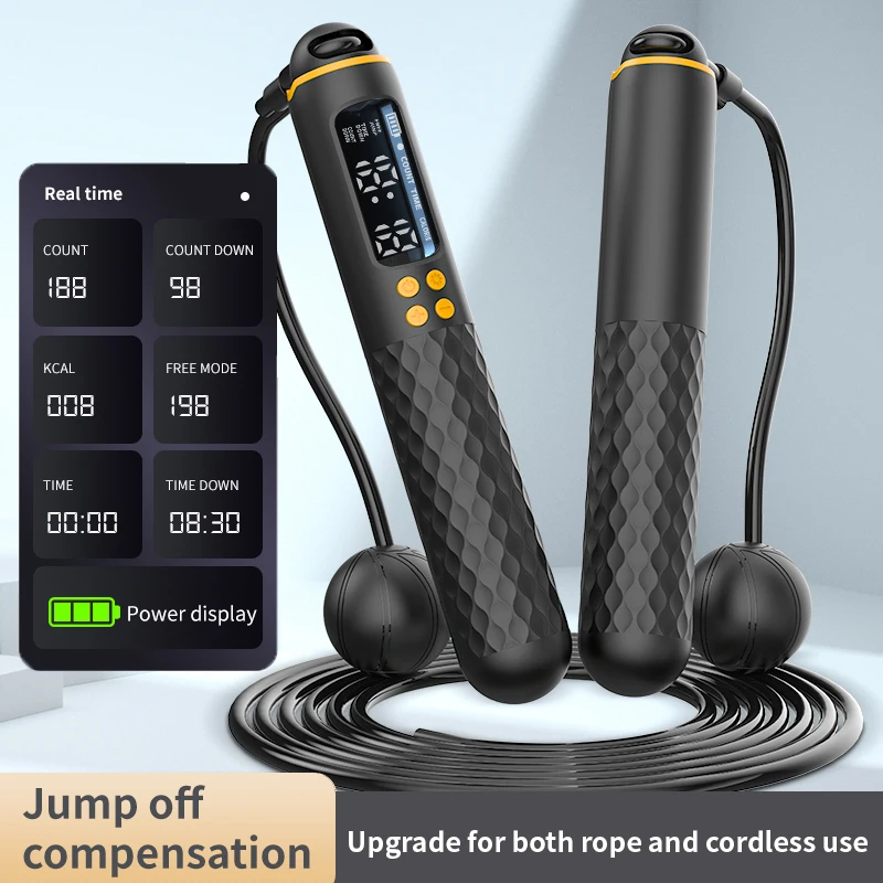 Rechargeable USB Electronic Technology Jump Rope Wire Rope Adjustable Jump Rope Trainer Digital Wireless Calorie Counter Rechargeable USB Electronic Technology Jump Rope Wire Rope Adjustable Jump Rope Trainer Digital Wireless Calorie Counter