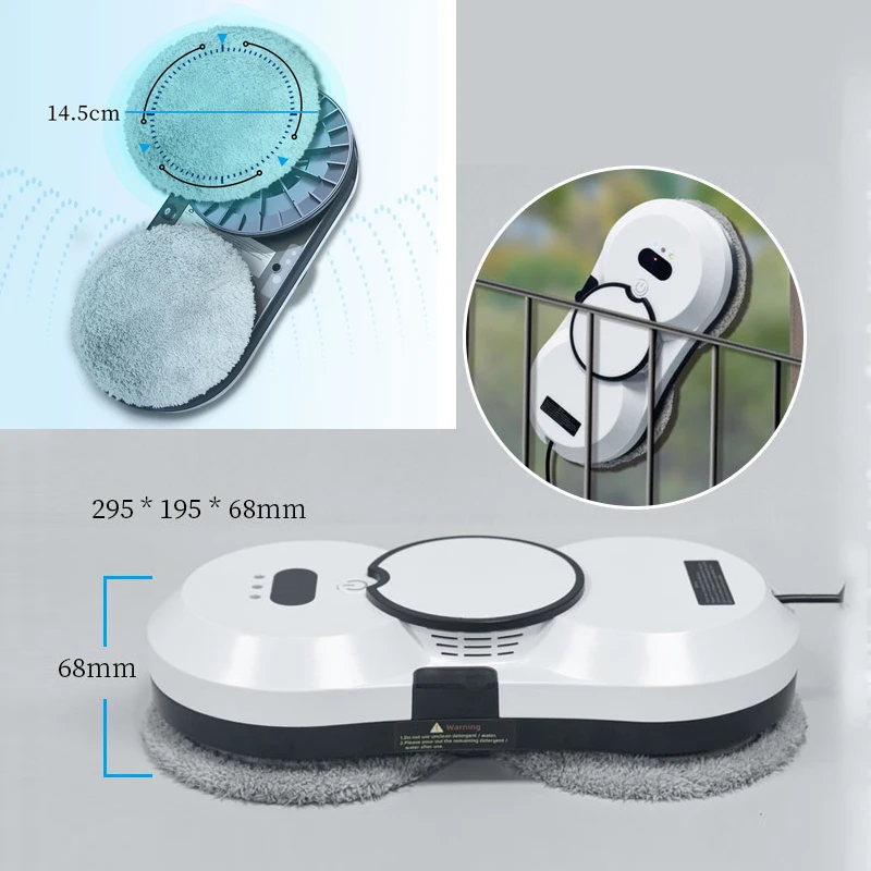 Rechargeable Window Cleaning Robot 5600PA Large Suction Electric Spray Window Cleaning Robot Fall Prevention Remote