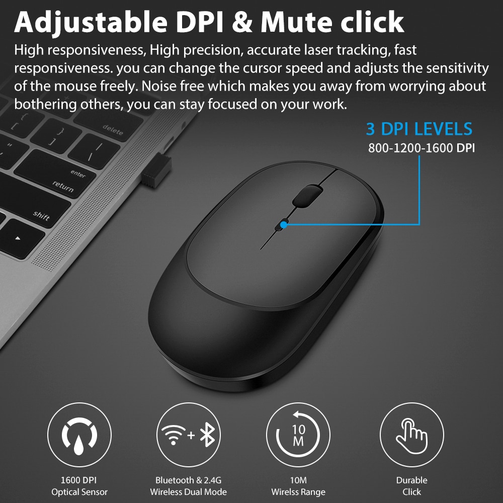 Rechargeable Wireless Bluetooth Mouse with Receiver Rechargeable Wireless Bluetooth Mouse with Receiver
