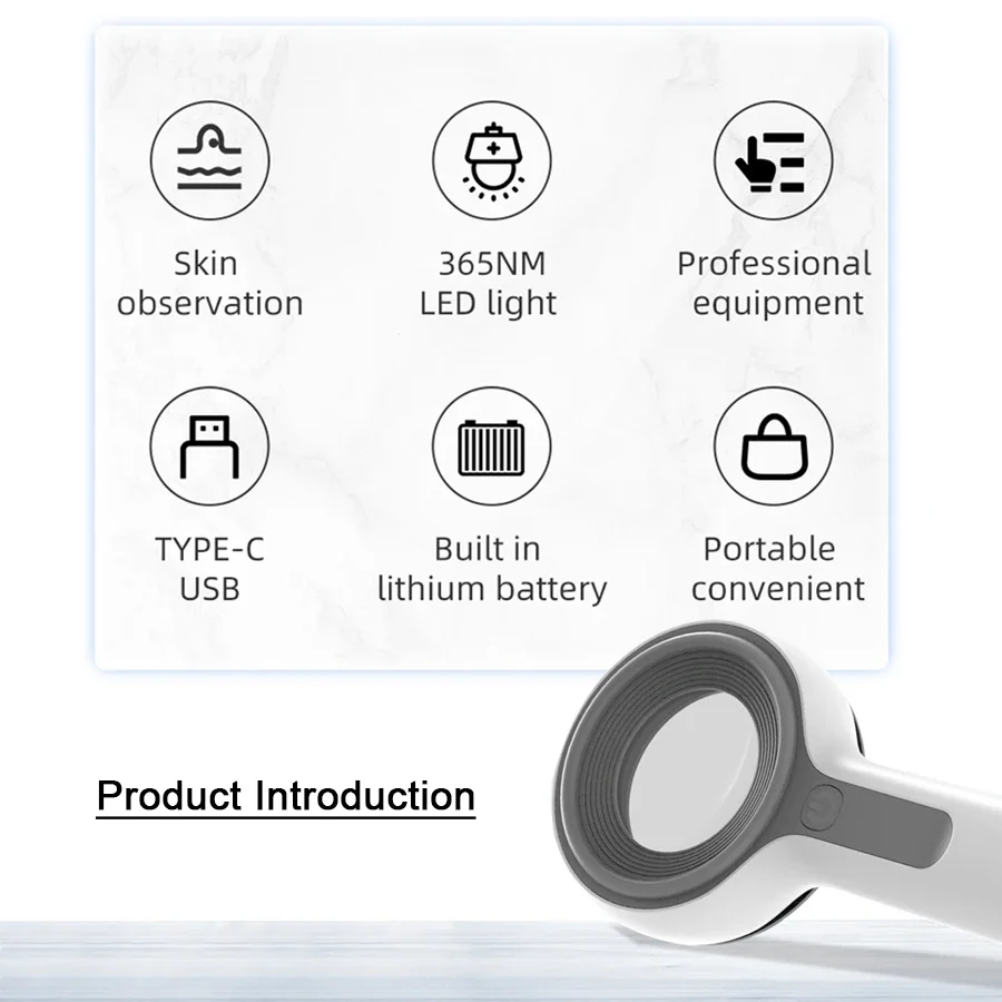 Rechargeable Wood's Lamp Ultraviolet Skin Analysis For Skin Examination Test Medical Diagnostic Analyzer Machine