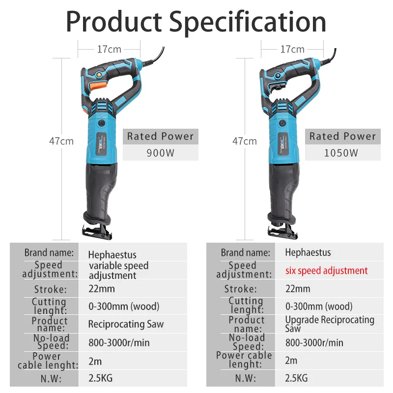 Reciprocating Saw Saber Saw Garden Saw 1050W Metal Woodworking frozen-meat Bone Cutting Sawblades