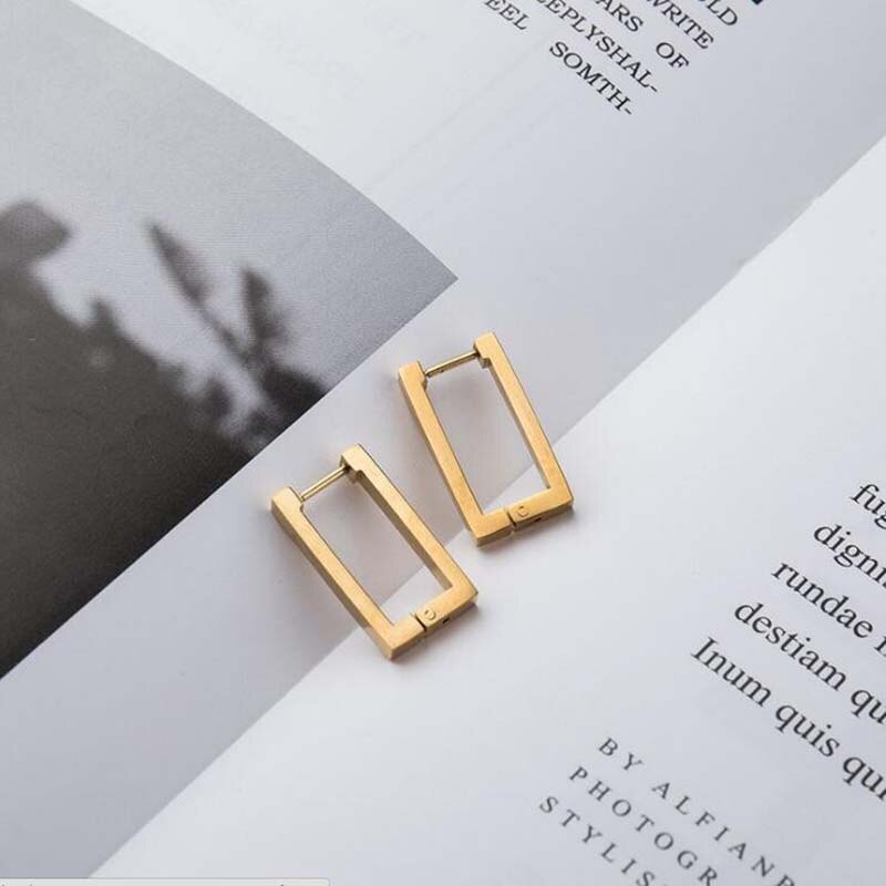 Rectangular Geometric Hoop Earrings (2 pcs)