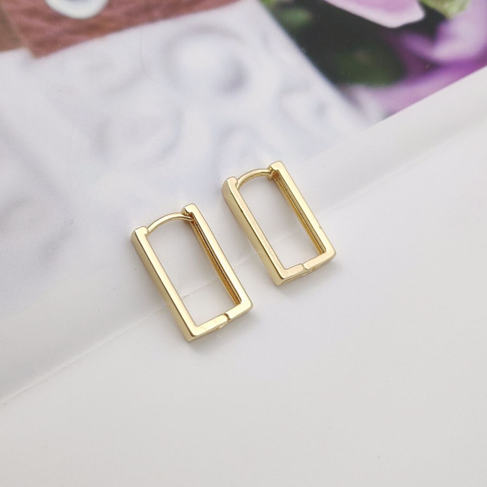 Rectangular Geometric Hoop Earrings (2 pcs)