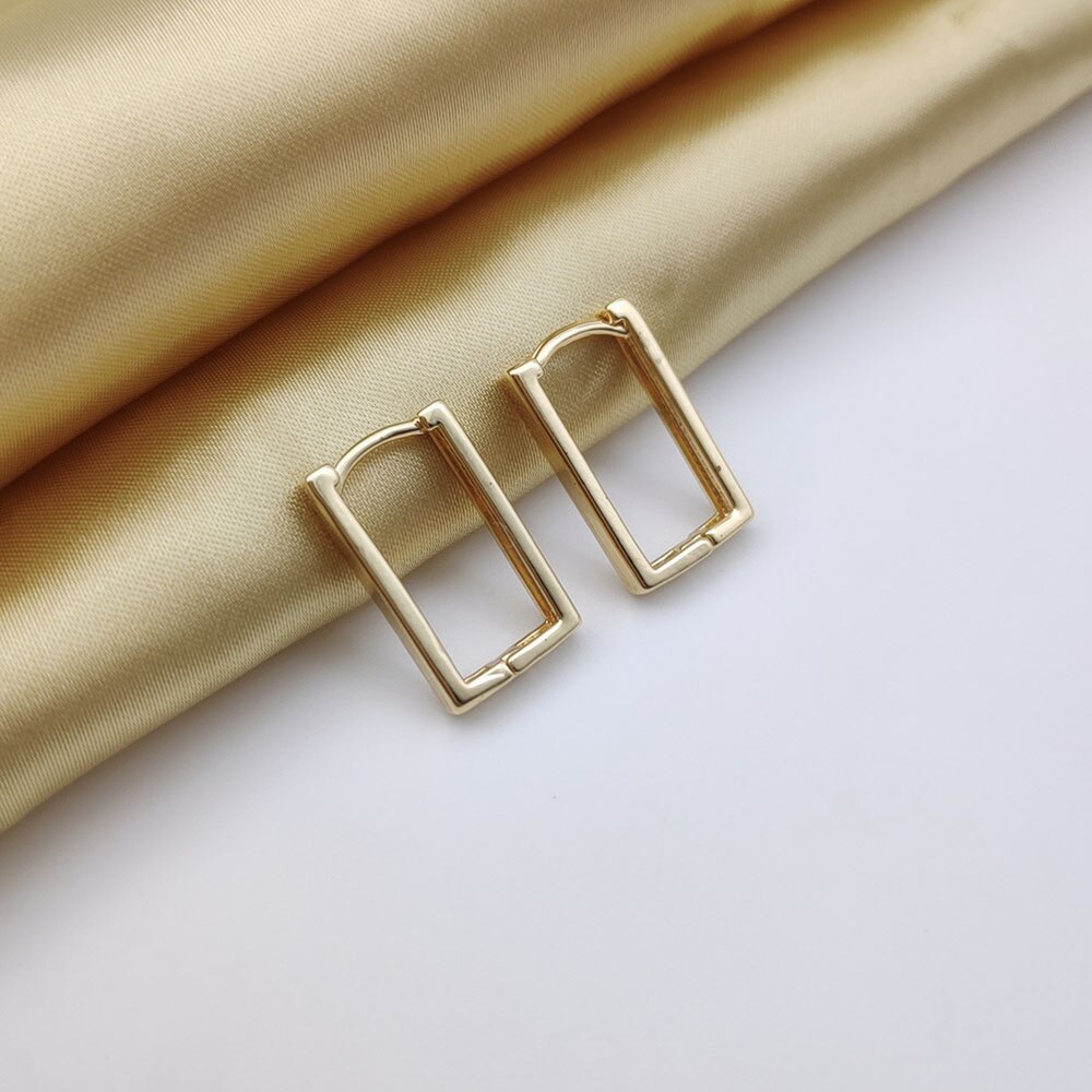 Rectangular Geometric Hoop Earrings (2 pcs)
